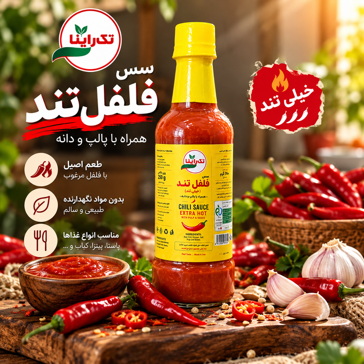 سس فلفل تند و چیلی تک راینا ۲۵۰ گرمی