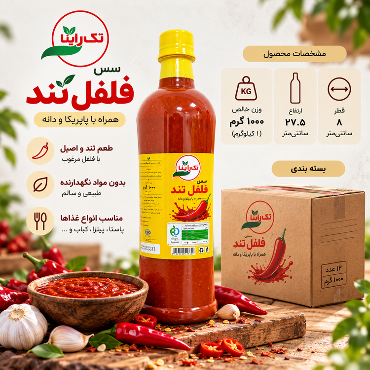 سس فلفل تند و چیلی ۱ کیلویی تک راینا